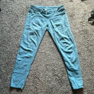Teal Blue Asphalt Low rise/Skinny Jean-Style Pants (mostly cotton material)